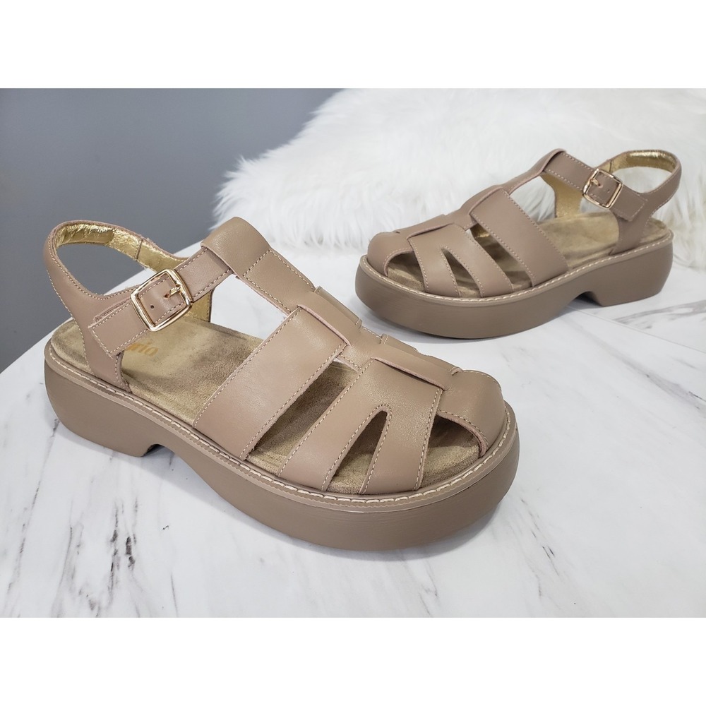 NEW SIZE EUR 41 \ 10.5 - 11 Alegria Ingrid Fisherman Sandals Leather Beige Women